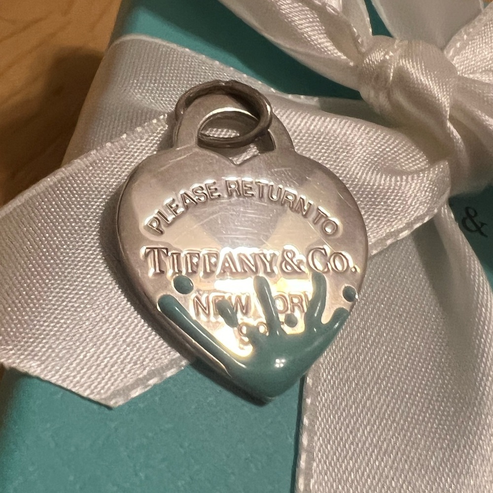 Tiffany & Co. Silver Heart Charm with Tiffany Blue Accent
